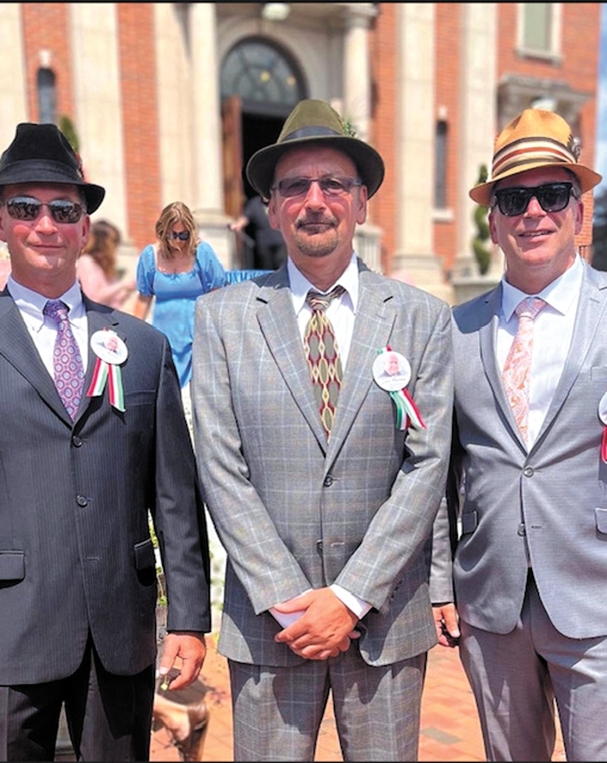 HONORING DAD: Lucio Mancini’s sons dressed up in suits and hats to honor their father who walked in the St. Mary’s Feast procession each year. (From left) Alberico Mancini, Danilo Mancini and Marco Mancini. (Submitted photo)